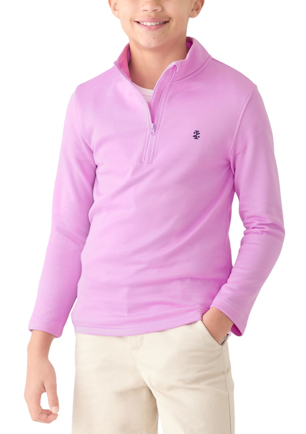 Boys 8-20 Long Sleeve Feeder Stripe 1/4 Zip Pullover Sweatshirt