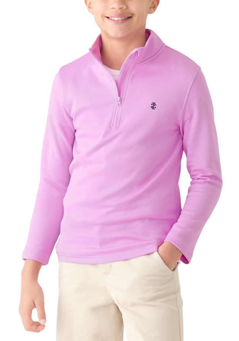 Boys 8-20 Long Sleeve Feeder Stripe 1/4 Zip Pullover Sweatshirt
