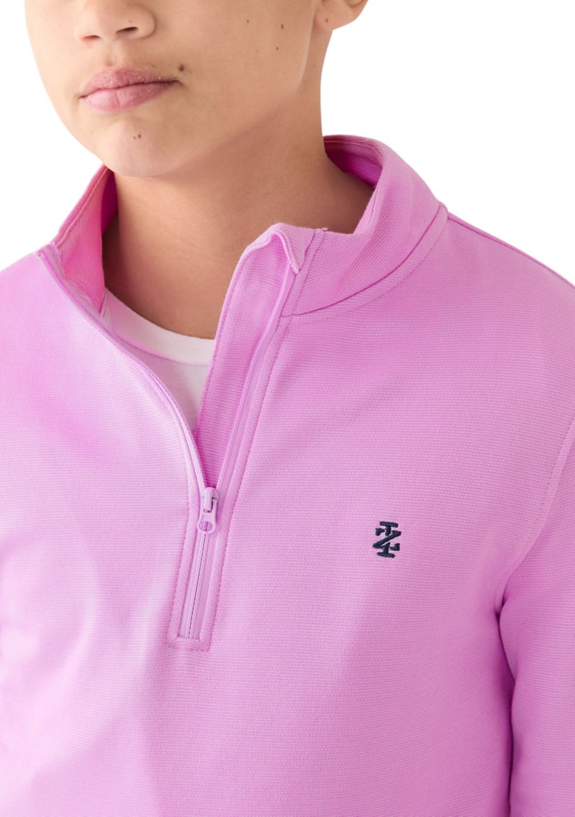 Boys 8-20 Long Sleeve Feeder Stripe 1/4 Zip Pullover Sweatshirt