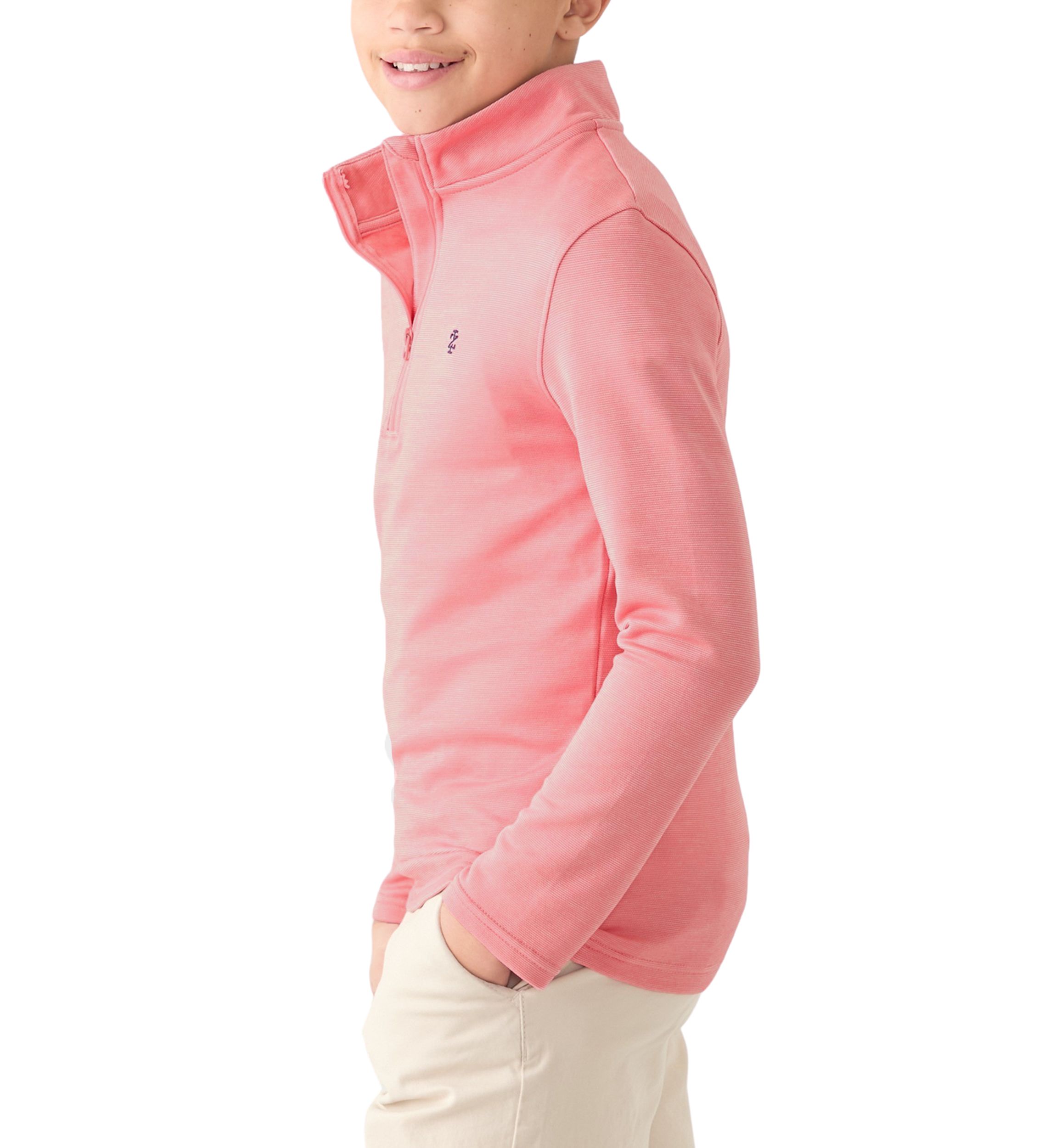 Boys 8-20 Long Sleeve Feeder Stripe 1/4 Zip Pullover