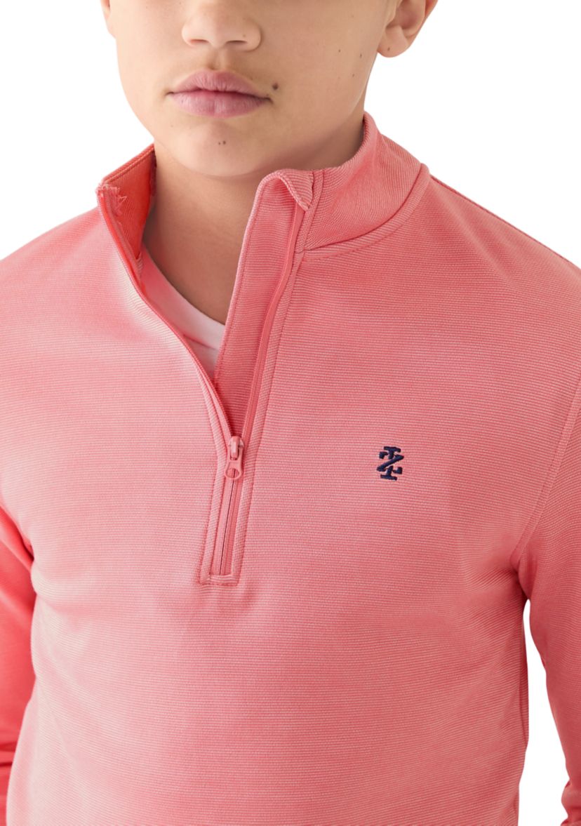 Boys 8-20 Long Sleeve Feeder Stripe 1/4 Zip Pullover