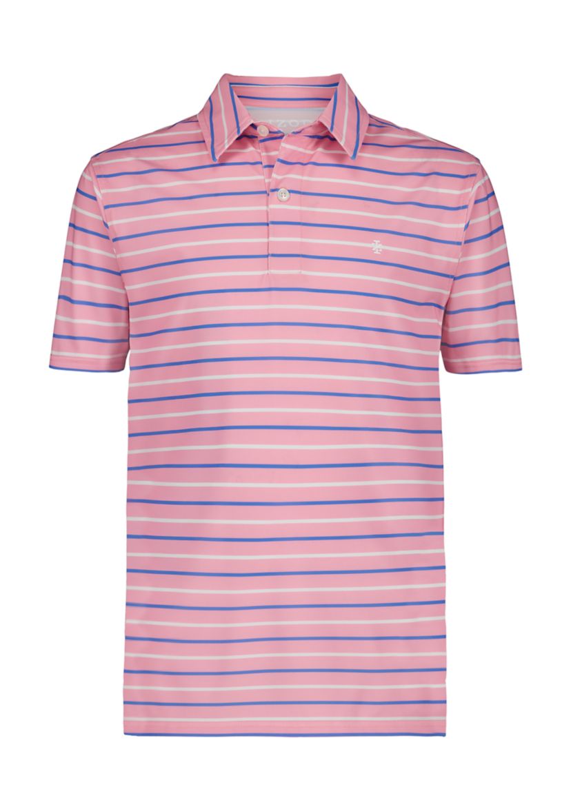 Boys 8-20 Husky Short Sleeve Caddie Stripe Printed Performance Polo Shirt