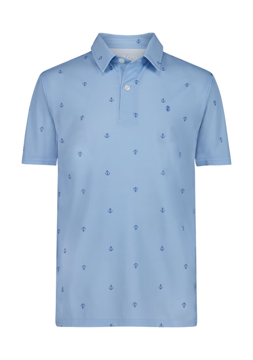 Boys 8-20 Husky Short Sleeve Anchor Printed Performance Polo Shirt