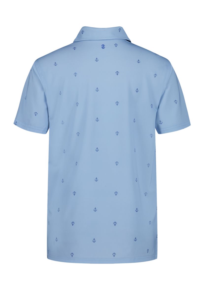 Boys 8-20 Husky Short Sleeve Anchor Printed Performance Polo Shirt