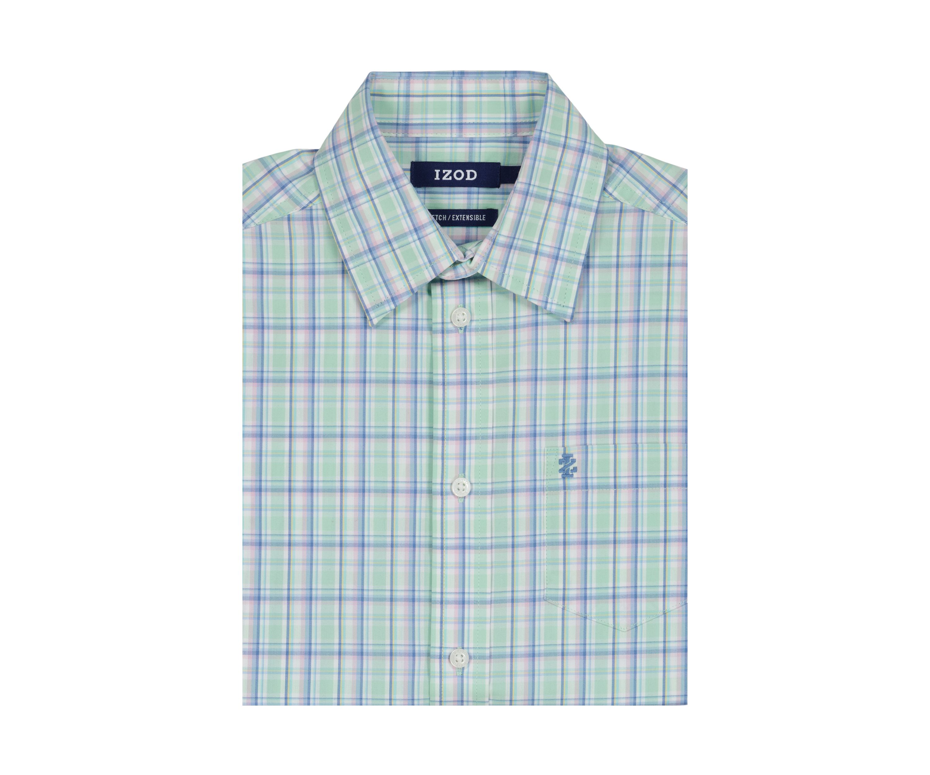 Boys 8-20 Husky Short Sleeve Stretch Andover Plaid Shirt