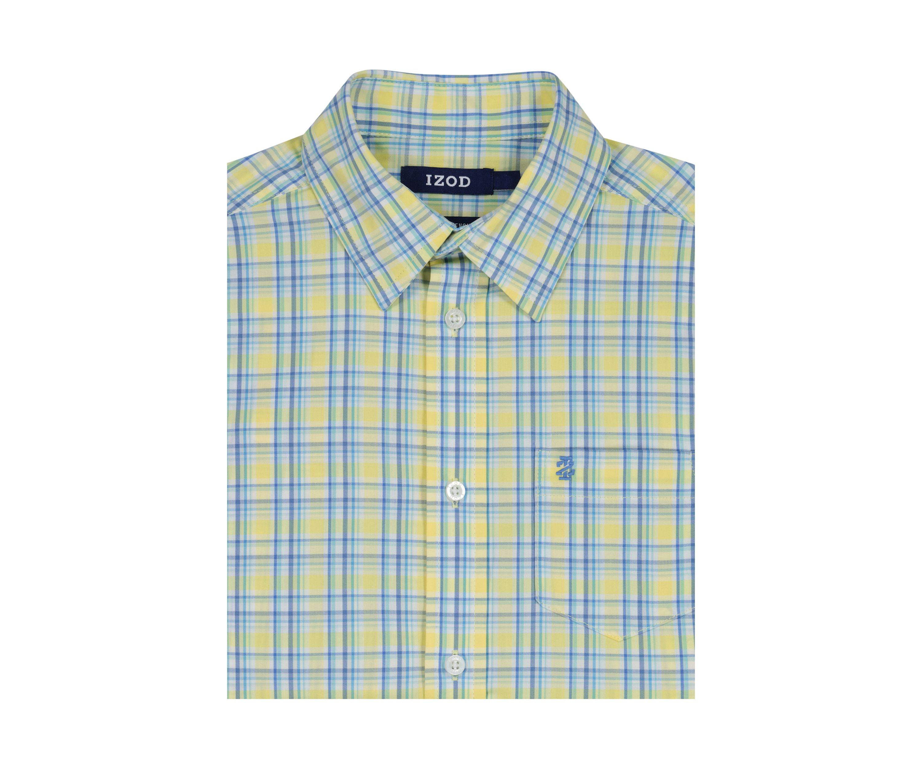 Boys 8-20 Husky Short Sleeve Stretch Andover Plaid Shirt