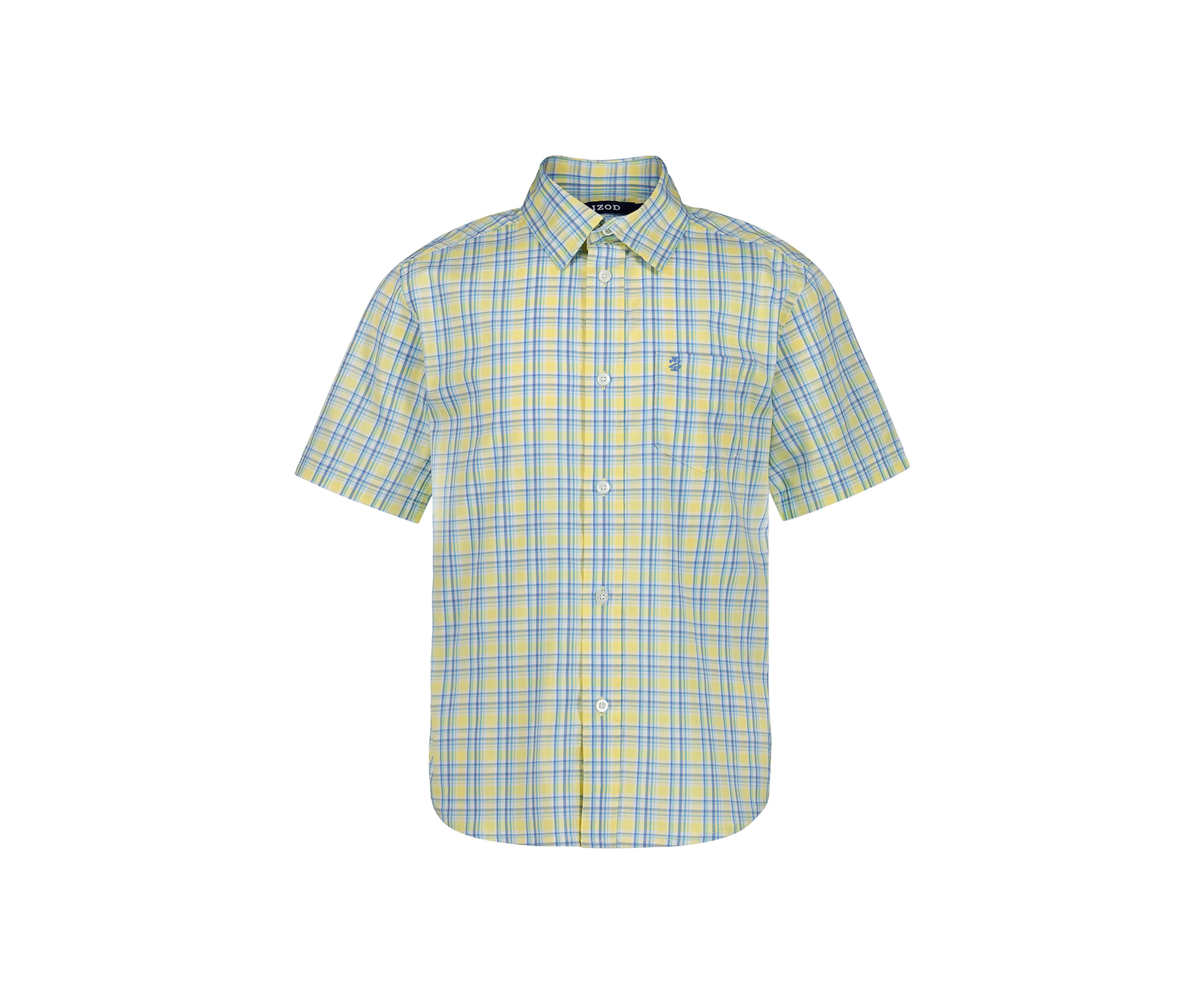 Boys 8-20 Husky Short Sleeve Stretch Andover Plaid Shirt