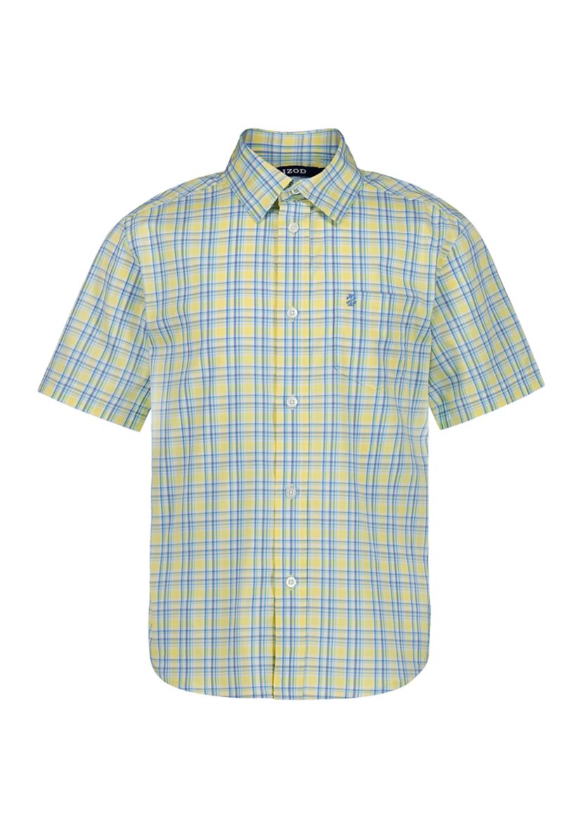 Boys 8-20 Husky Short Sleeve Stretch Andover Plaid Shirt