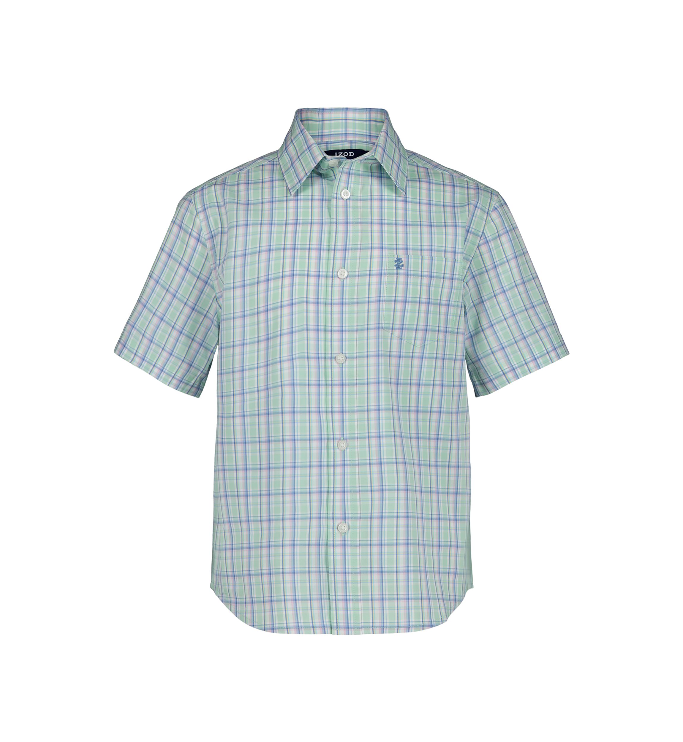Boys 8-20 Short Sleeve Stretch Andover Plaid Shirt