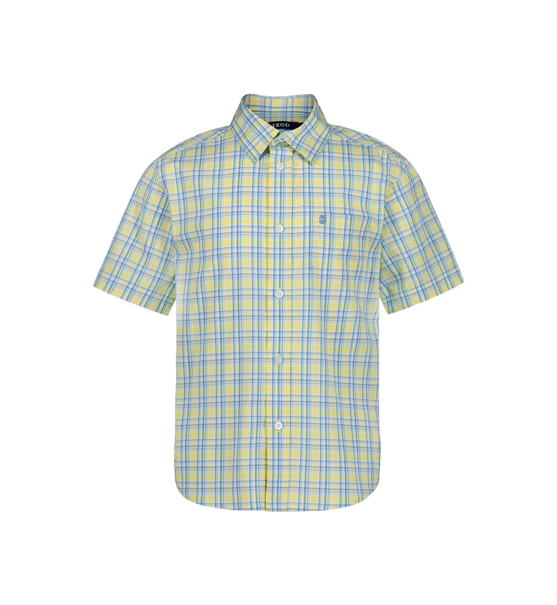 Boys 8-20 Short Sleeve Stretch Andover Plaid Shirt
