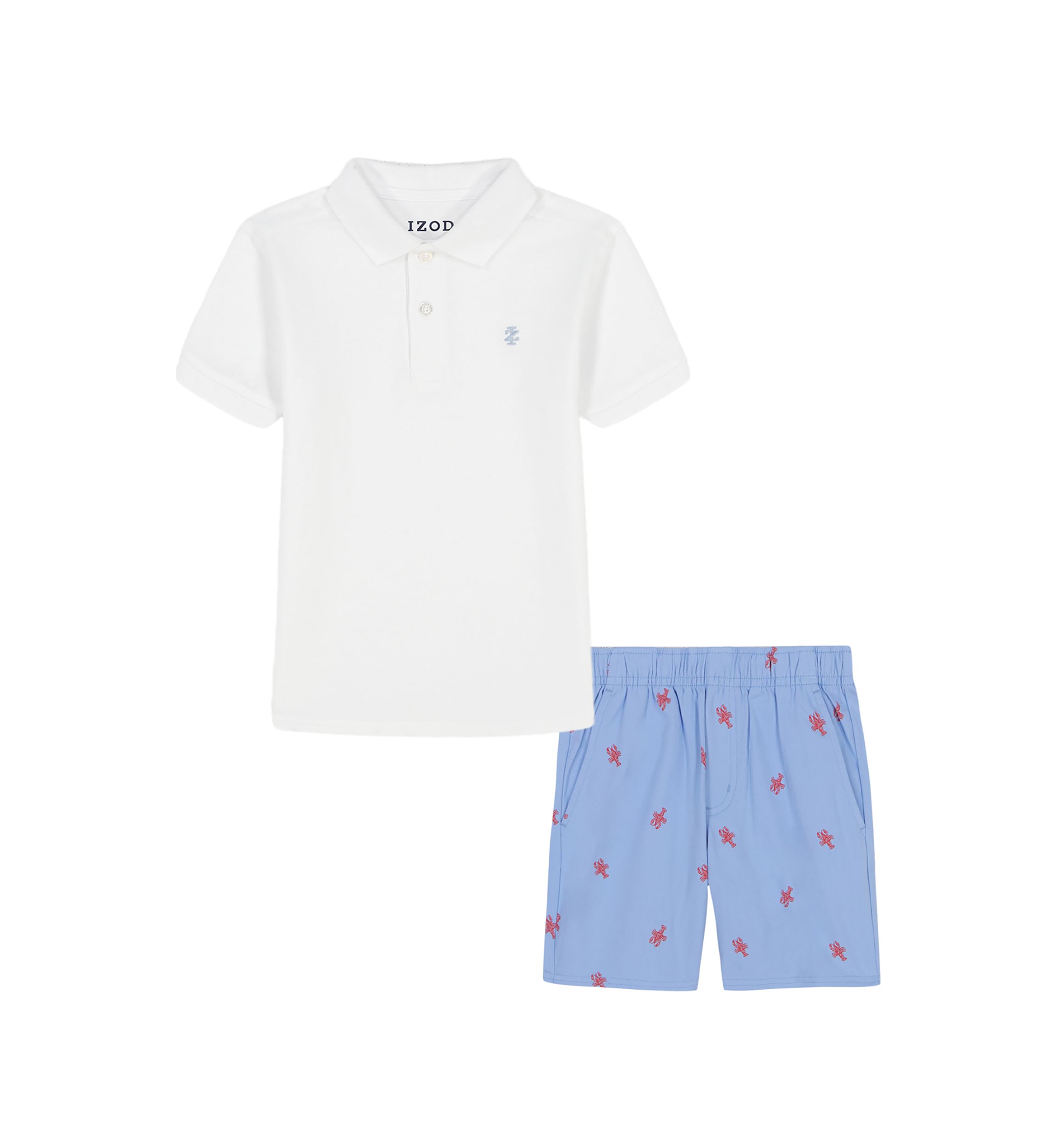 Boys 4-7 Short Sleeve Polo Shirt and Lobster Printed Shorts Set