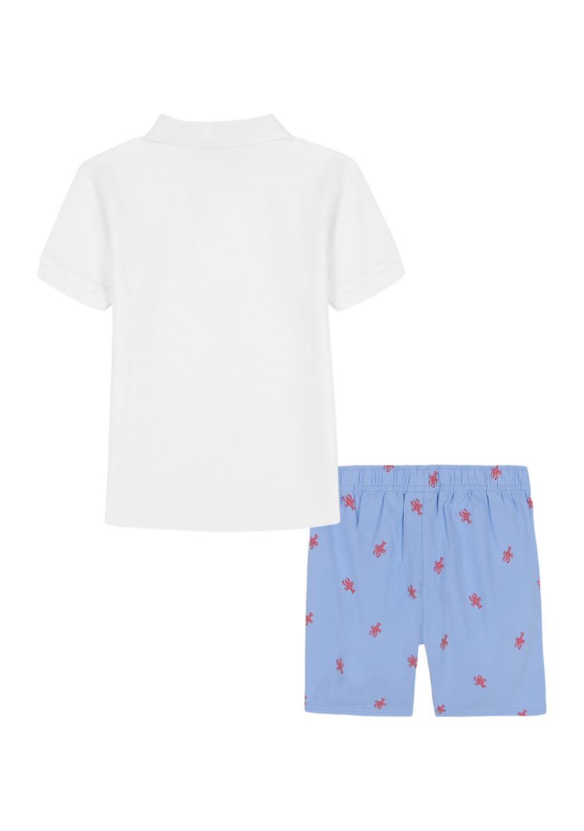 Boys 4-7 Short Sleeve Polo Shirt and Lobster Printed Shorts Set