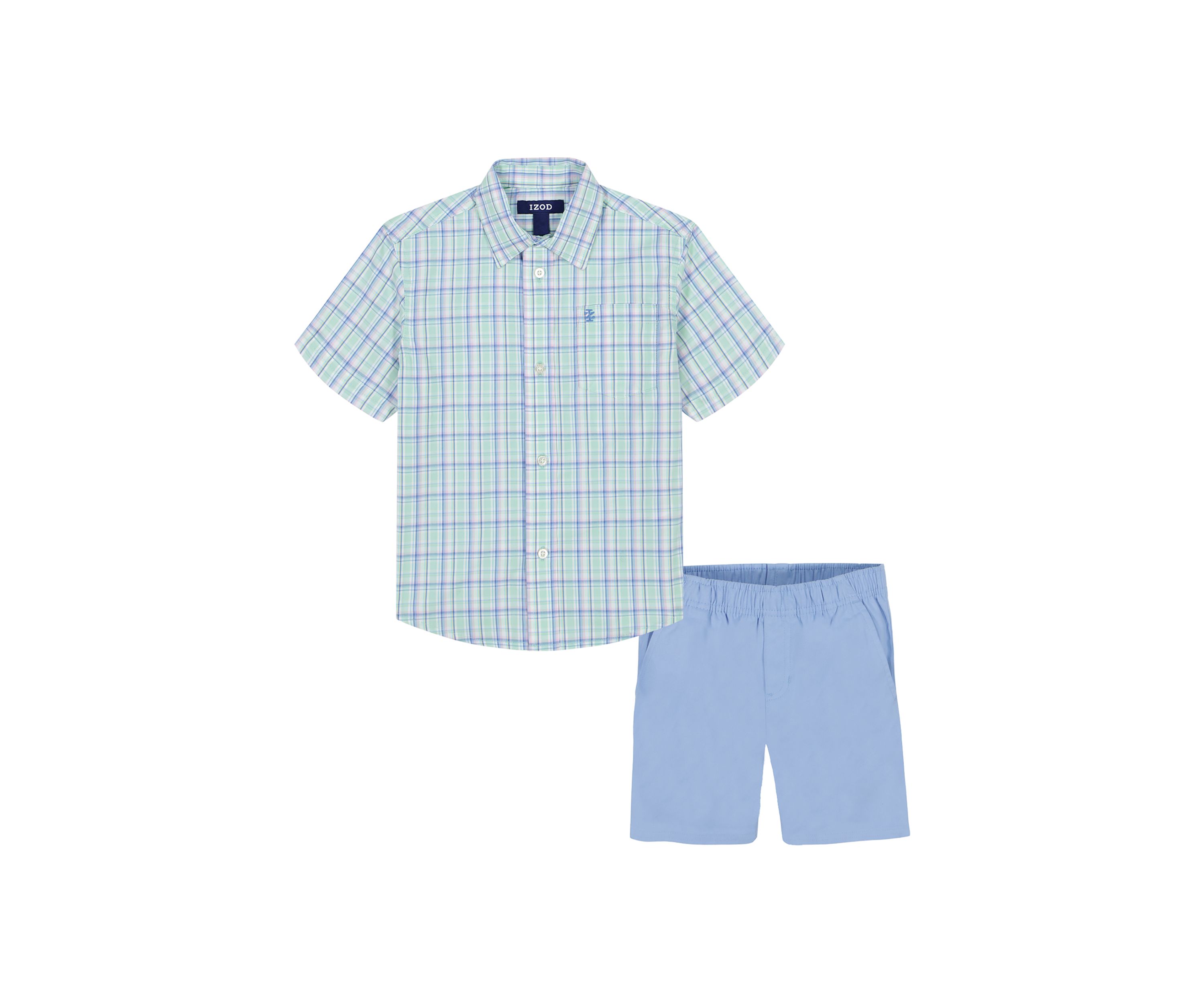 Boys 4-7 Plaid Button Down Shirt and Shorts Set