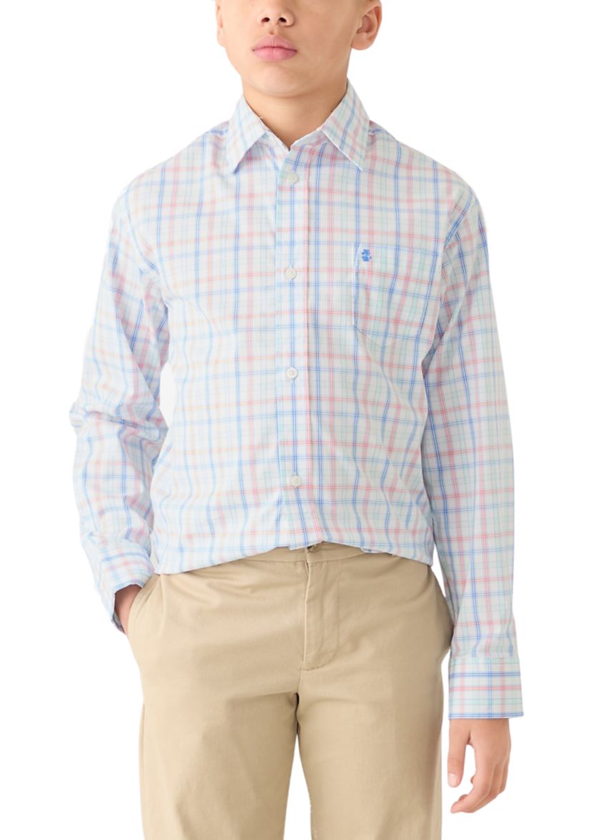 Boys 8-20 Husky Long Sleeve Comfort Printed Poplin 