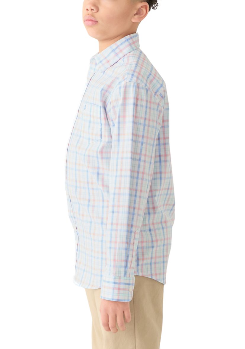 Boys 8-20 Husky Long Sleeve Comfort Printed Poplin 