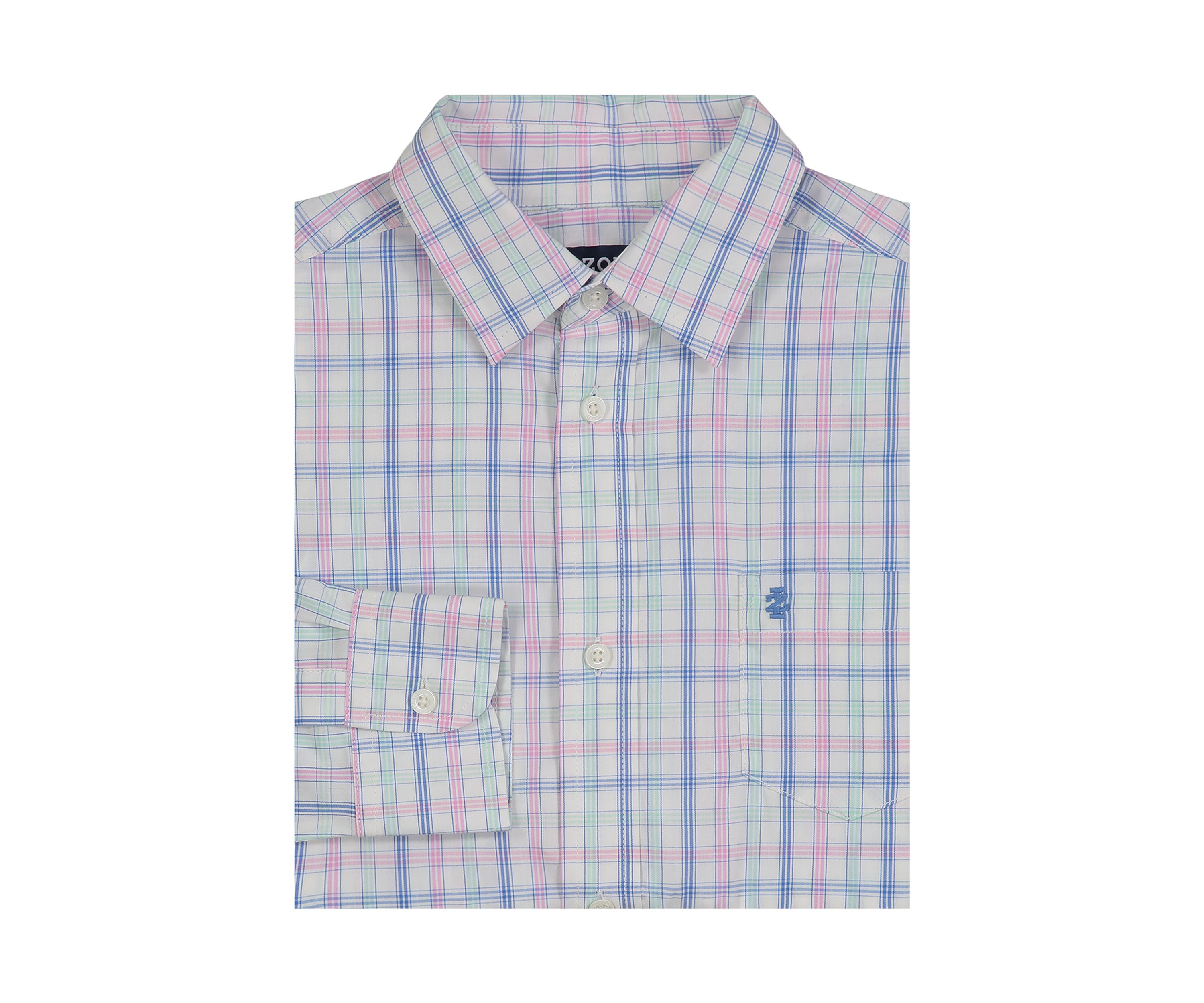 Boys 8-20 Long Sleeve Yarn Dyed Stretch Grid Plaid Shirt