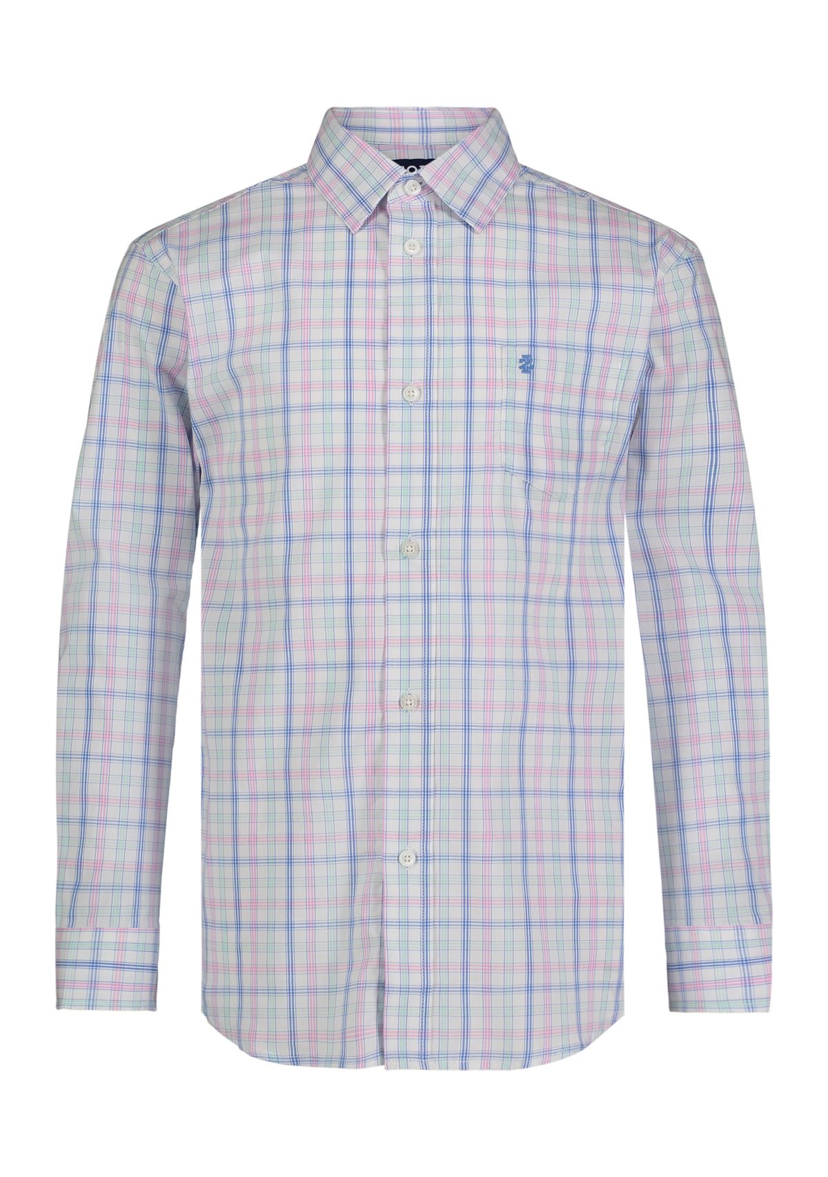 Boys 8-20 Long Sleeve Yarn Dyed Stretch Grid Plaid Shirt