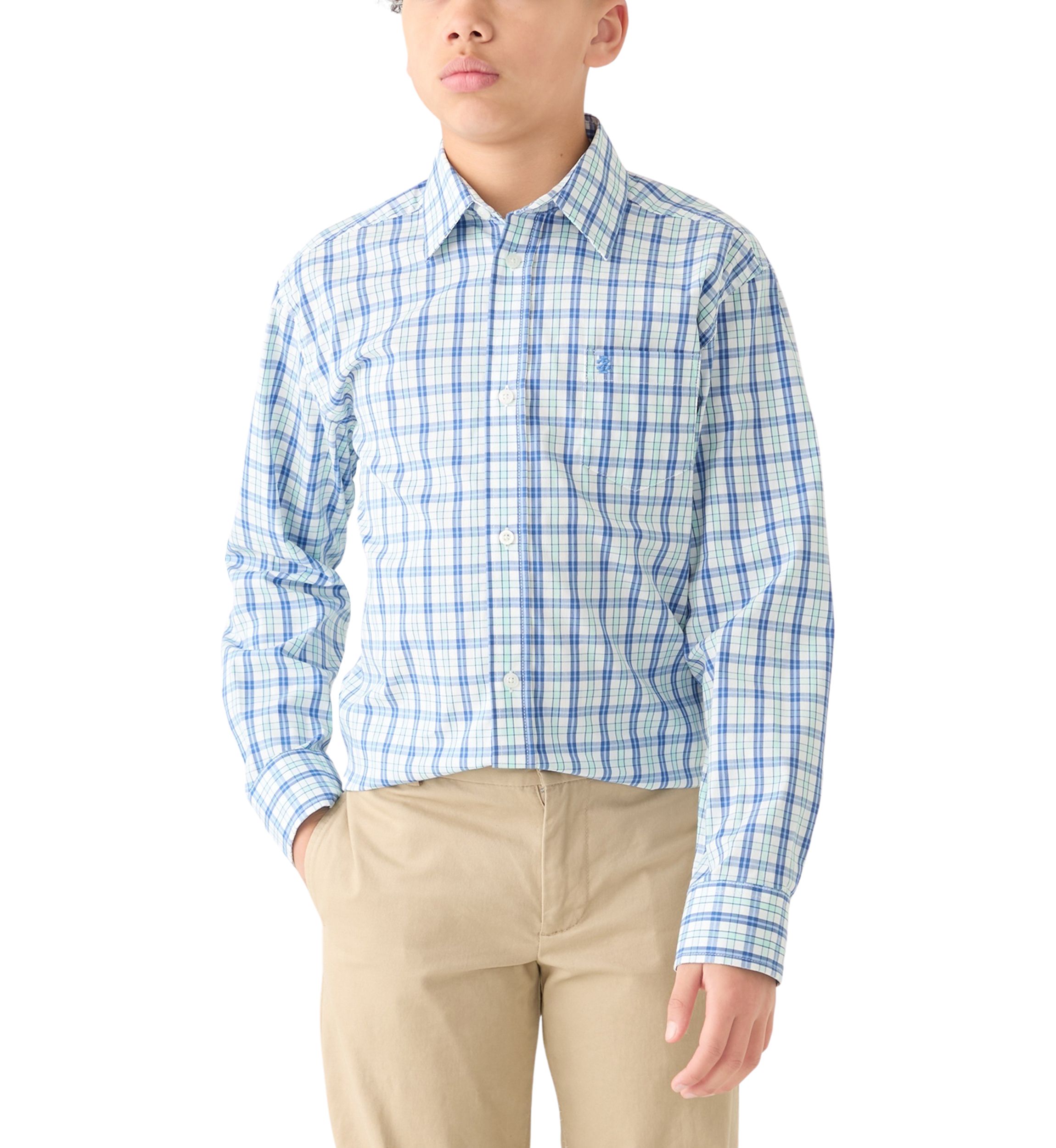 Boys 8-20 Husky Long Sleeve Comfort Poplin Shirt 