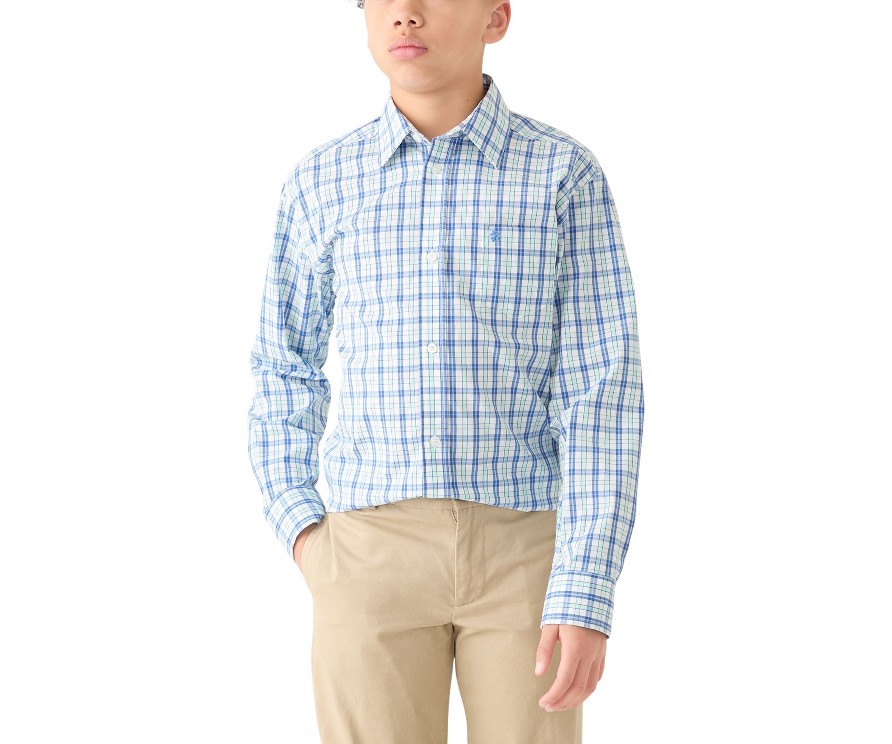 Boys 8-20 Husky Long Sleeve Comfort Poplin Shirt 