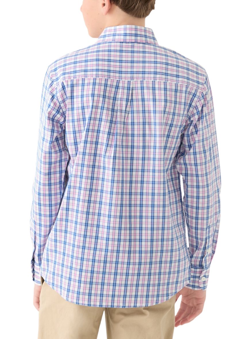 Boys 8-20 Long Sleeve Yarn Dyed Stretch Picnic Plaid Shirt