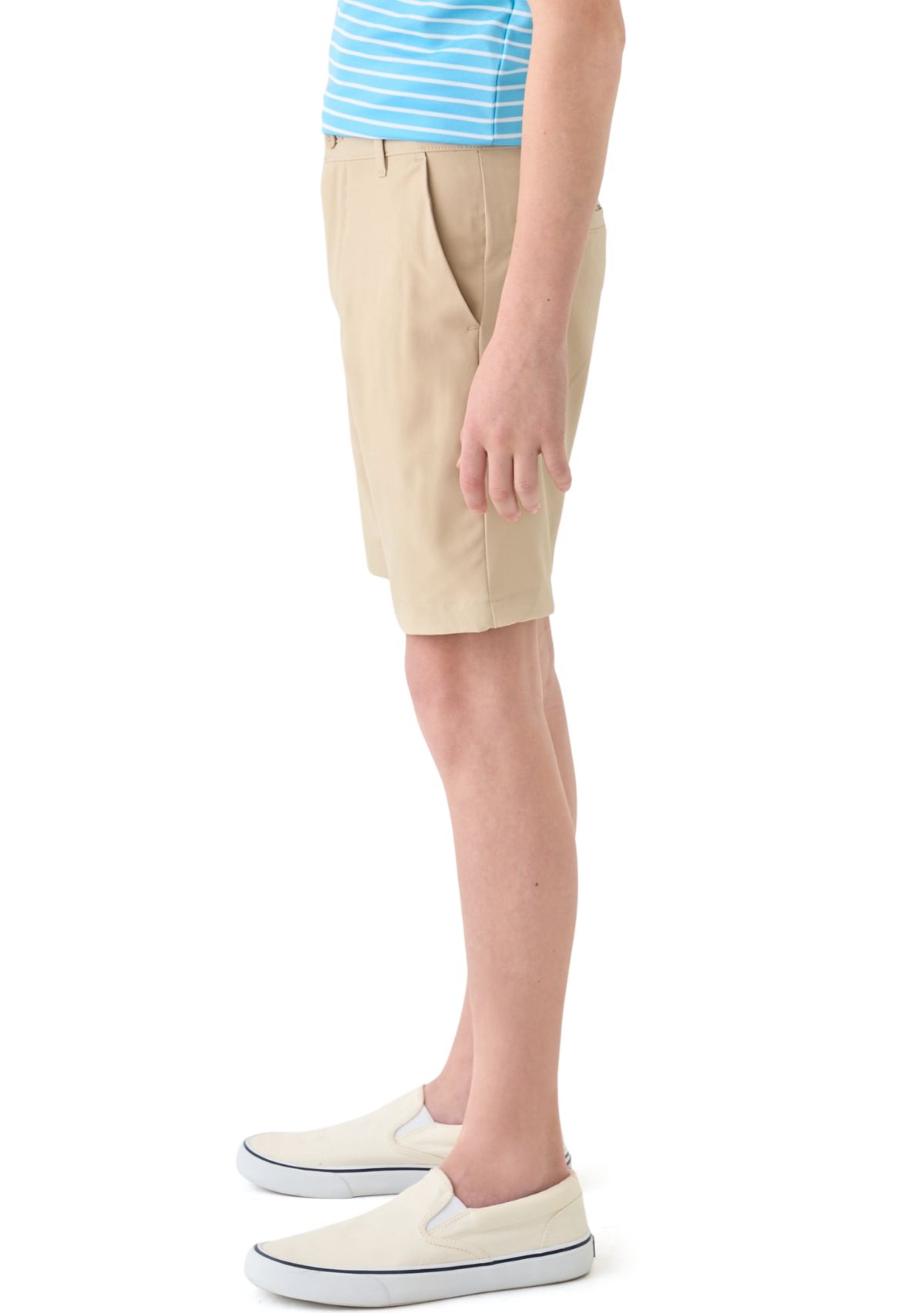 Boys 8-20 Husky Flat Front Solid Stretch Performance Shorts