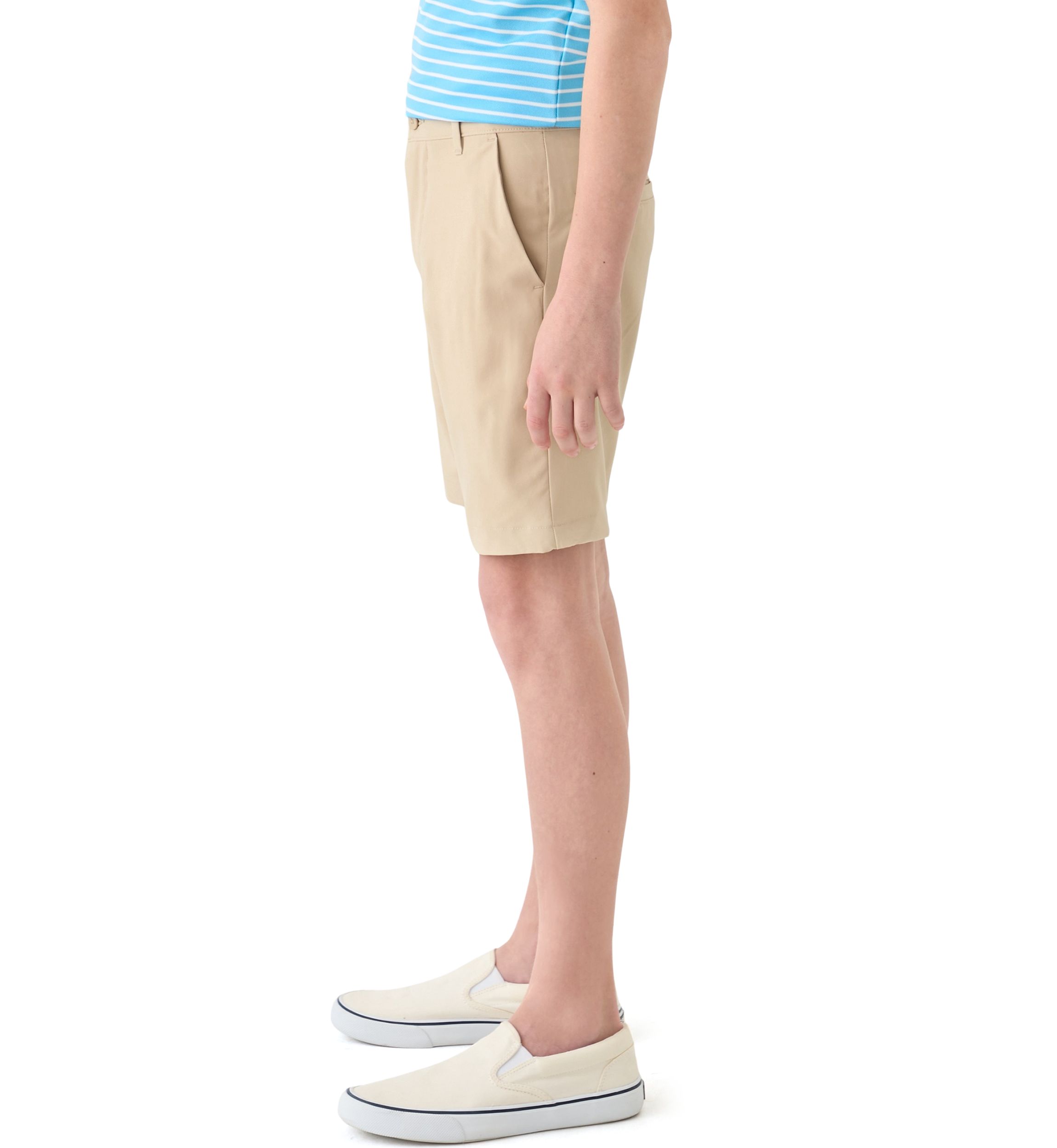 Boys 8-20 Husky Flat Front Solid Stretch Performance Shorts