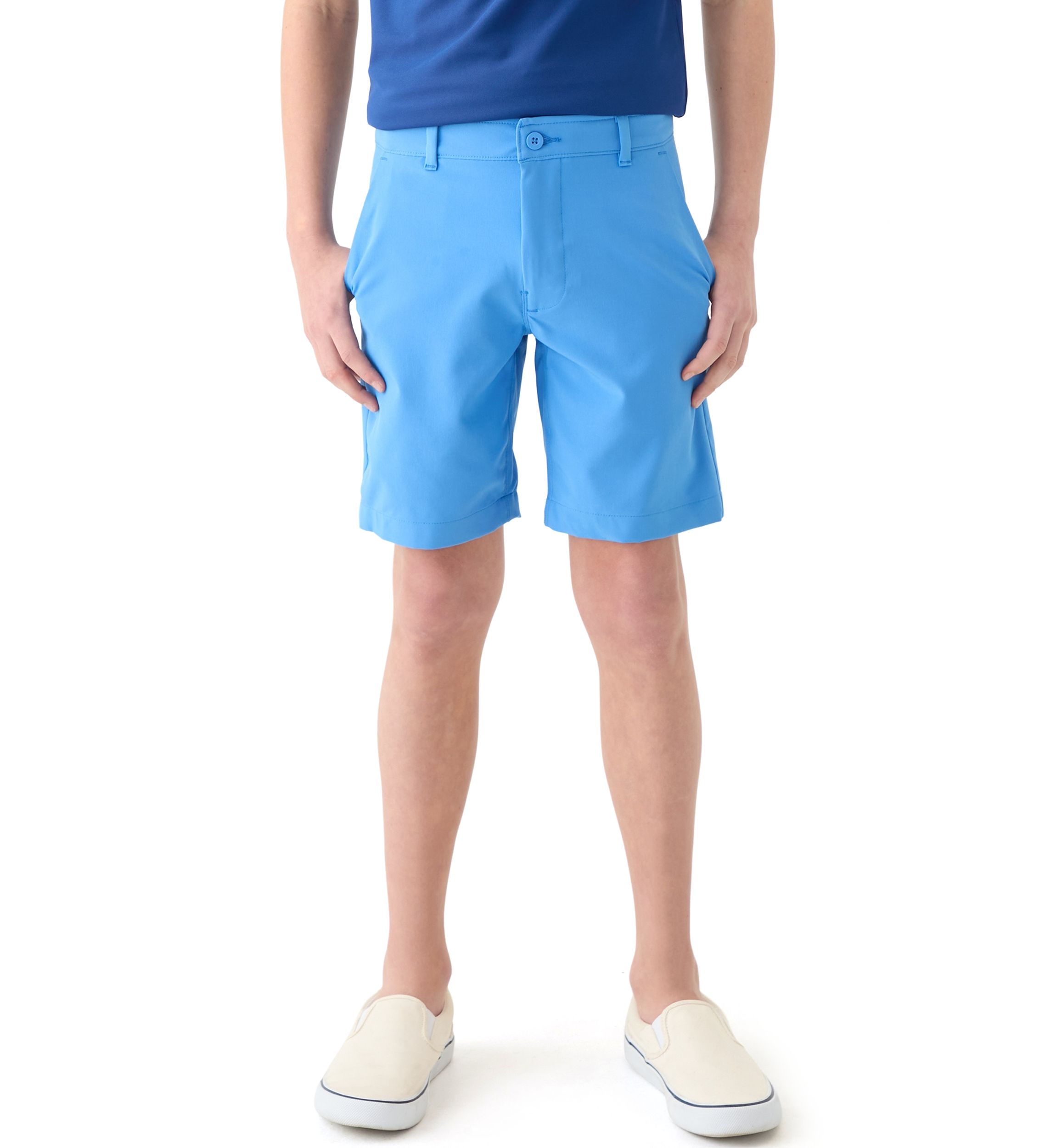 Boys 8-20 Husky Flat Front Solid Stretch Performance Shorts
