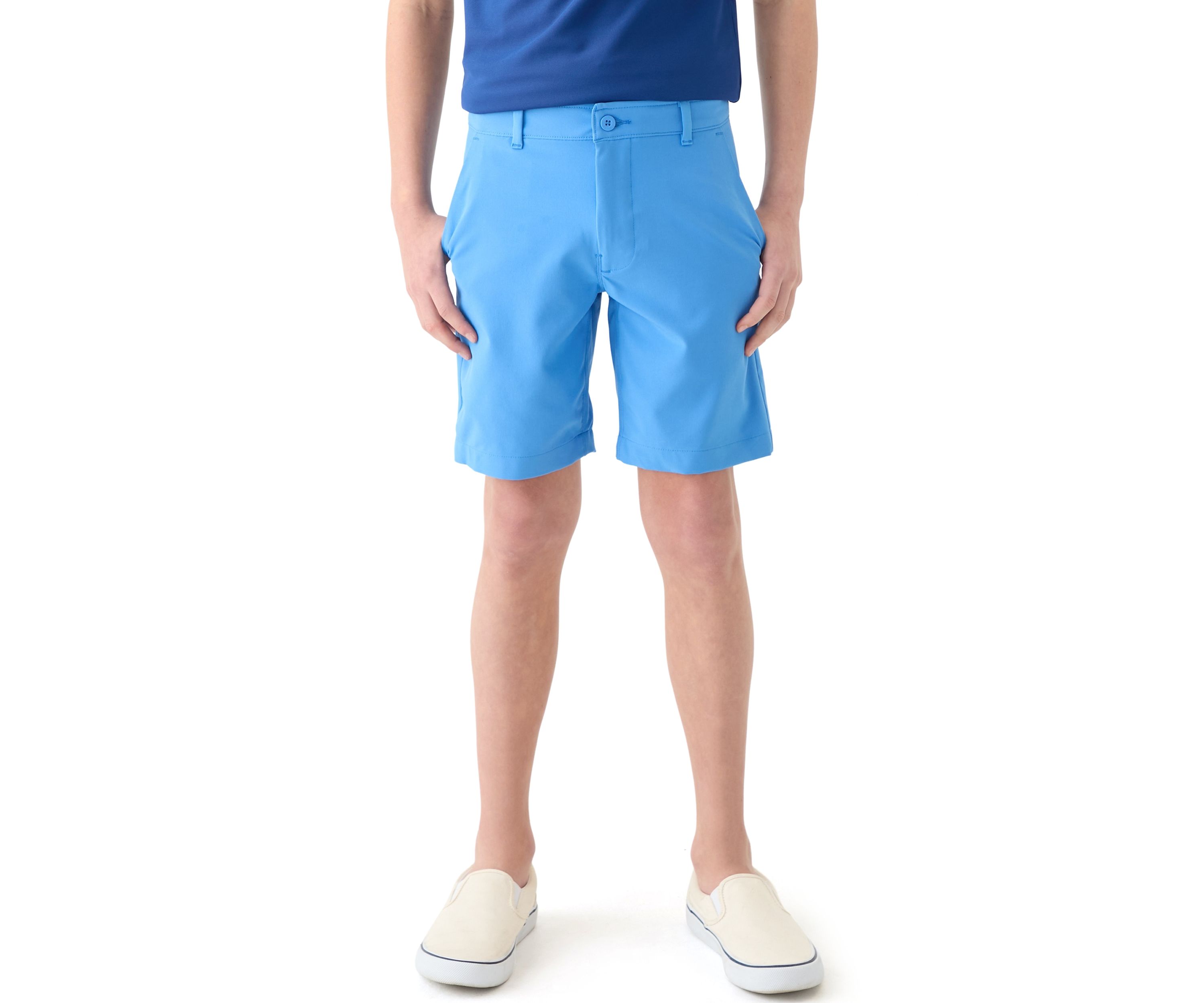Boys 8-20 Husky Flat Front Solid Stretch Performance Shorts