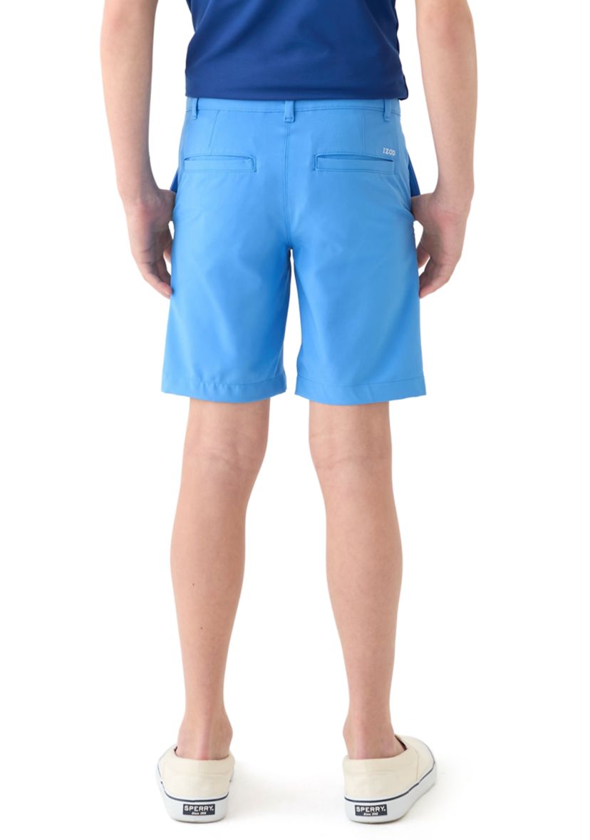 Boys 8-20 Husky Flat Front Solid Stretch Performance Shorts