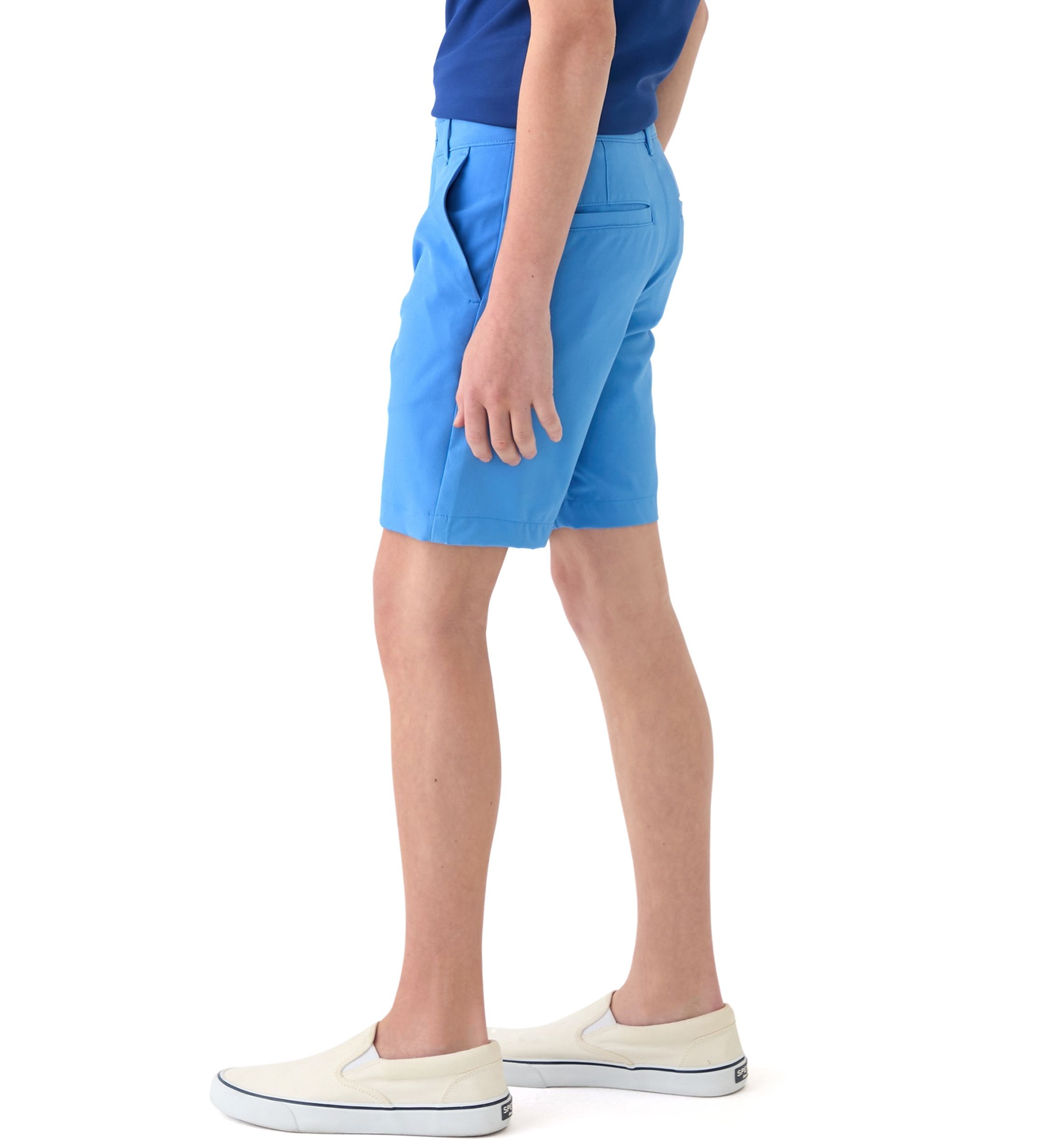 Boys 8-20 Husky Flat Front Solid Stretch Performance Shorts