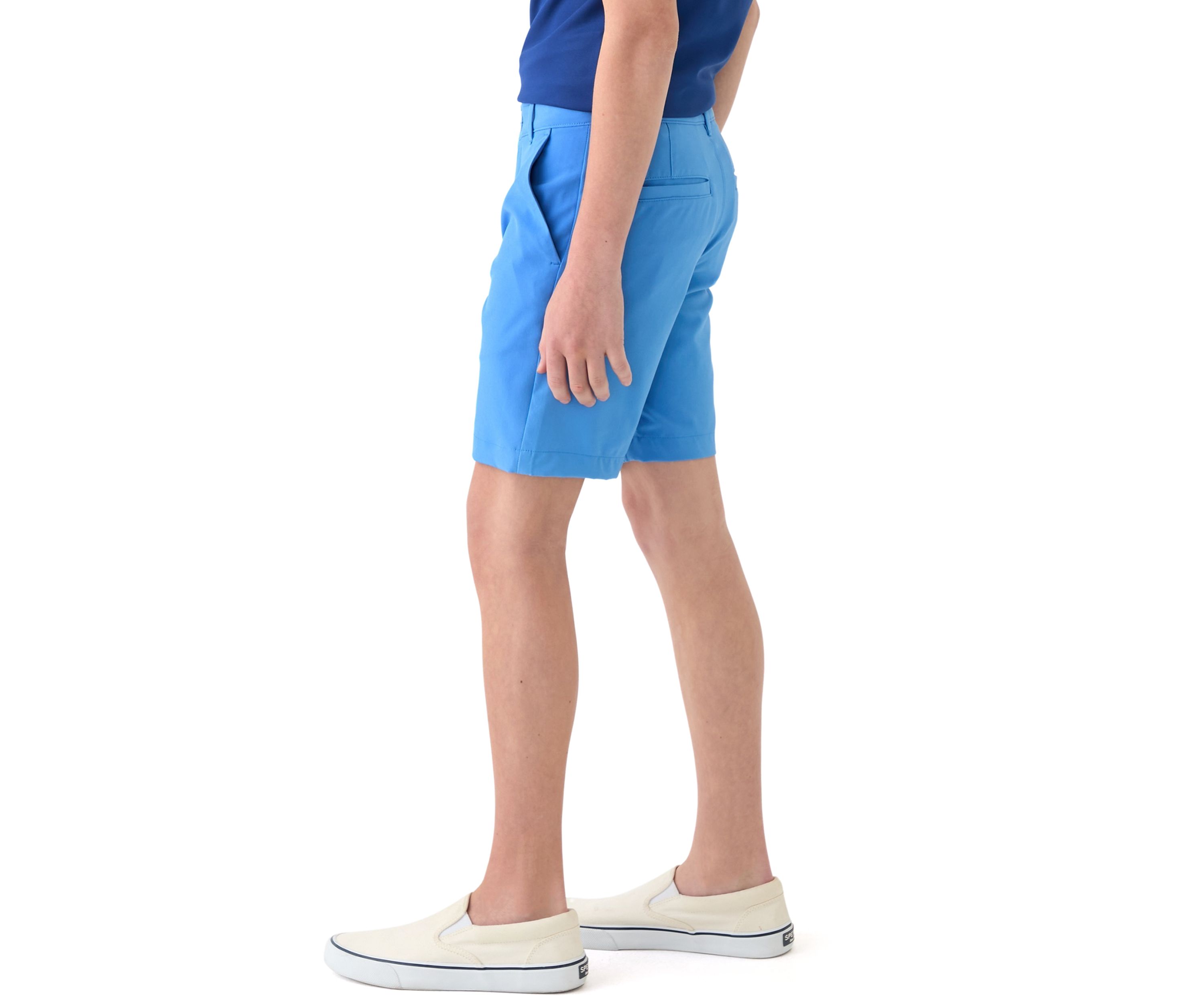 Boys 8-20 Husky Flat Front Solid Stretch Performance Shorts