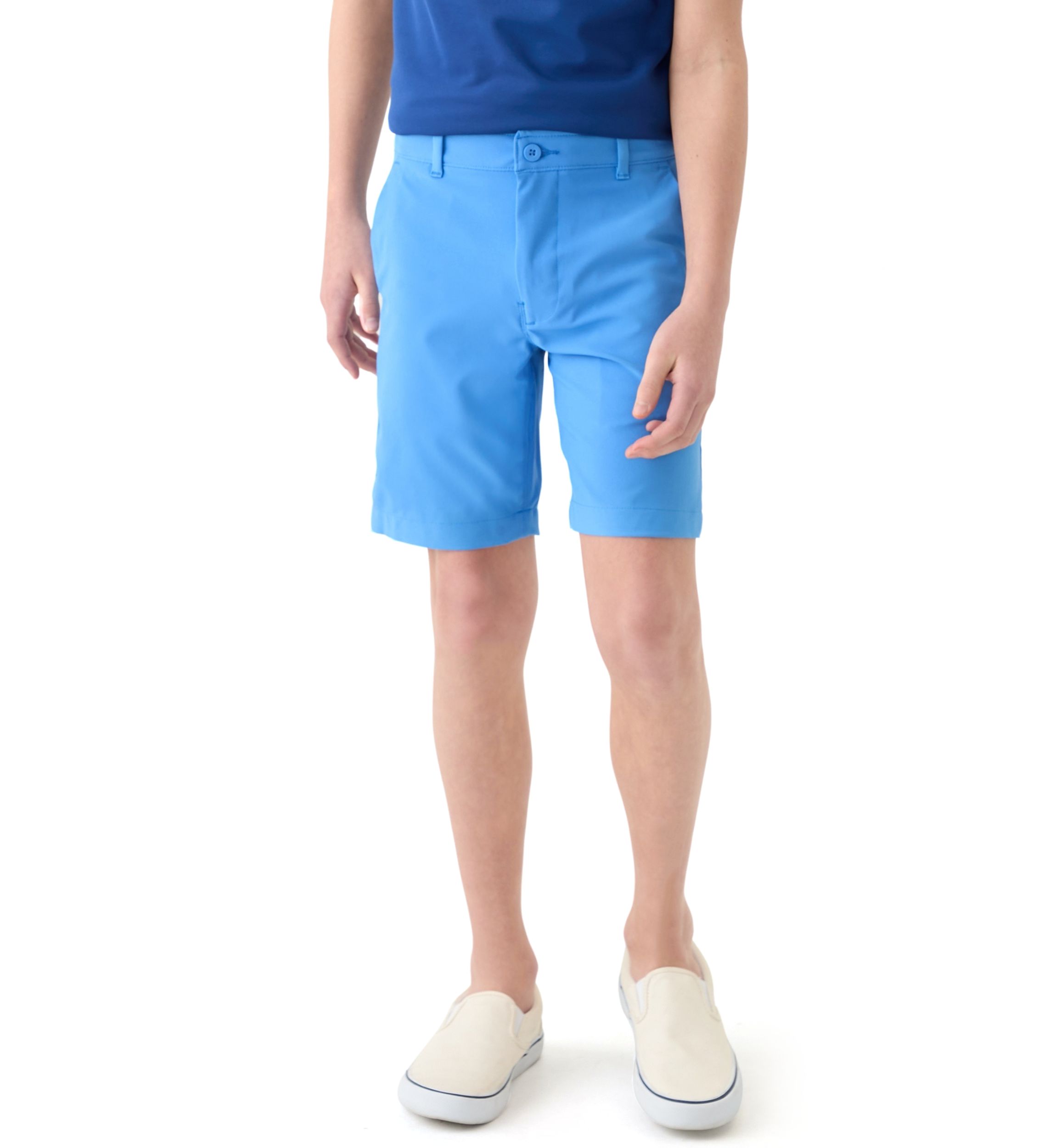 Boys 8-20 Flat Front Solid Stretch Performance Shorts