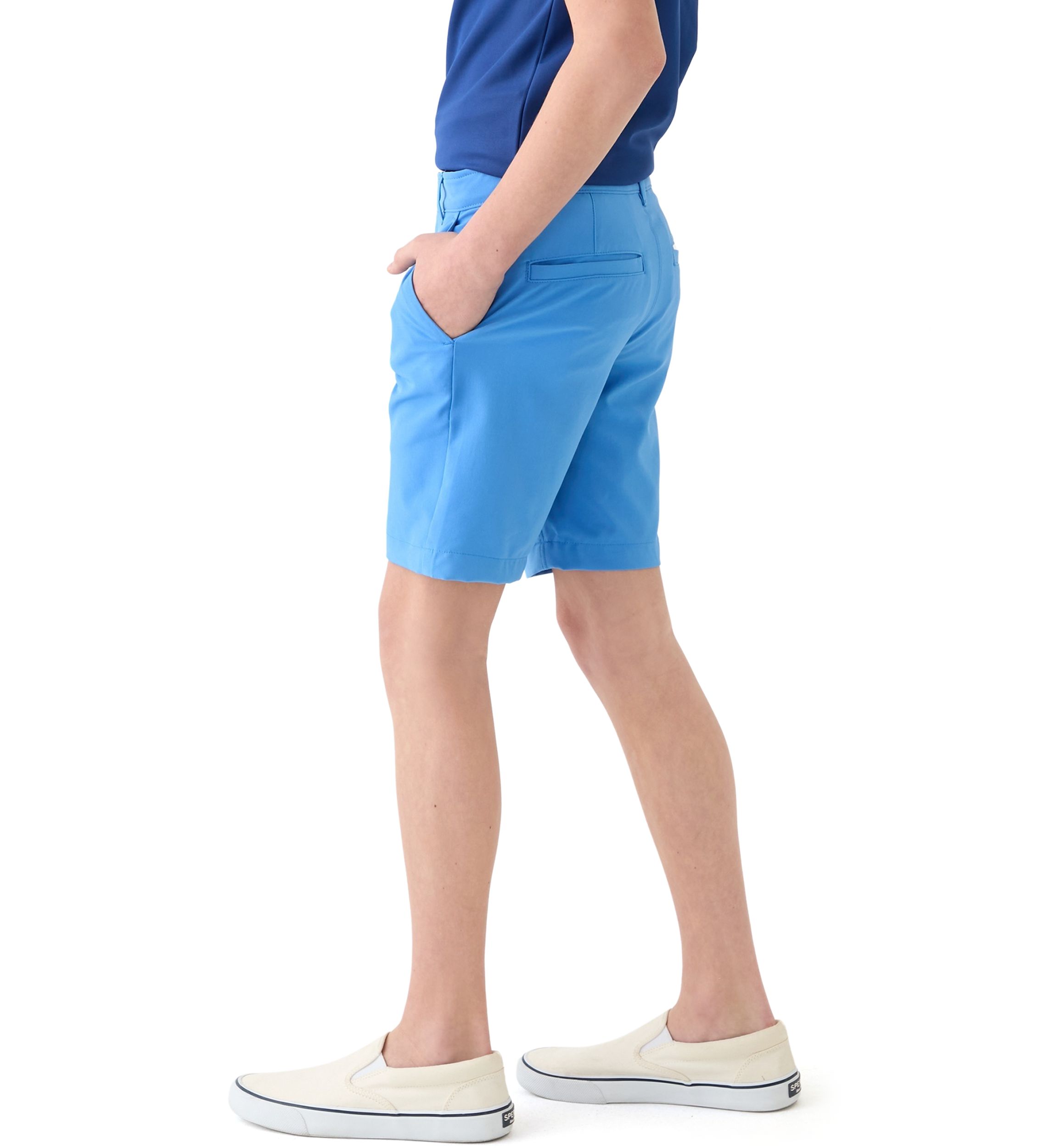 Boys 8-20 Flat Front Solid Stretch Performance Shorts