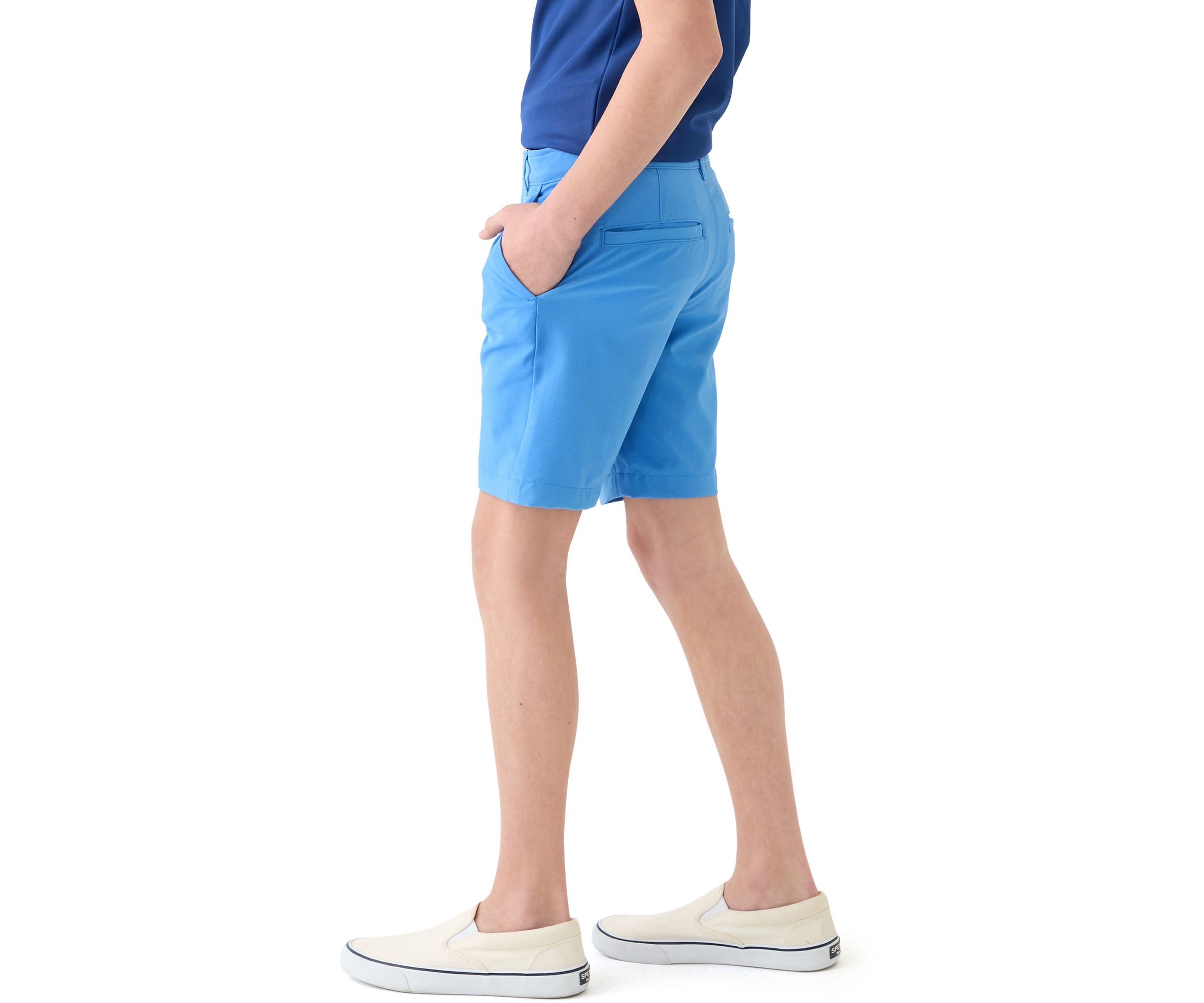 Boys 8-20 Flat Front Solid Stretch Performance Shorts