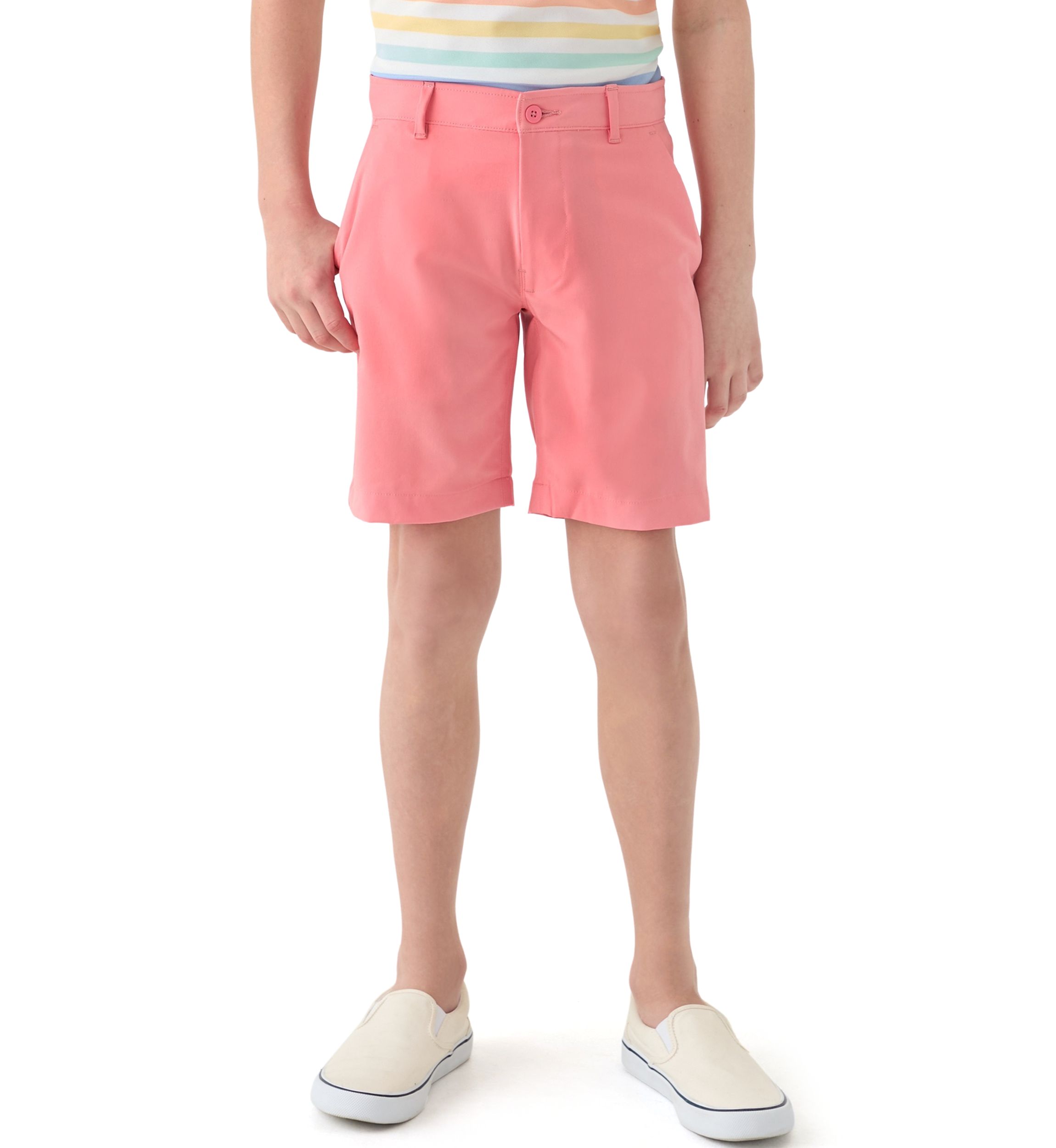 Boys 8-20 Flat Front Solid Stretch Performance Shorts