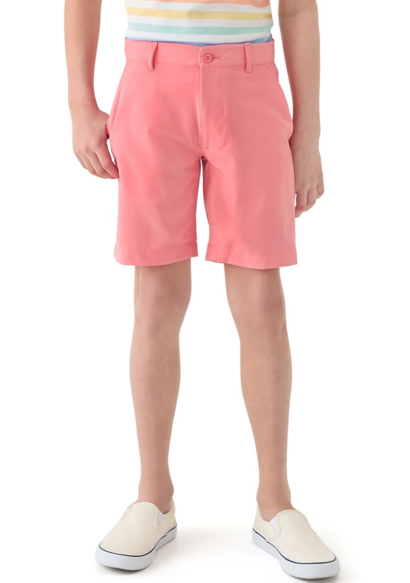Boys 8-20 Flat Front Solid Stretch Performance Shorts