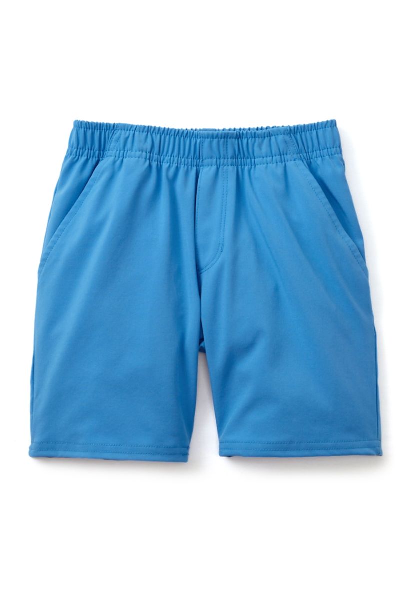 Boys 4-7 Long Sleeve Grid Plaid Shirt and Performance Shorts Set