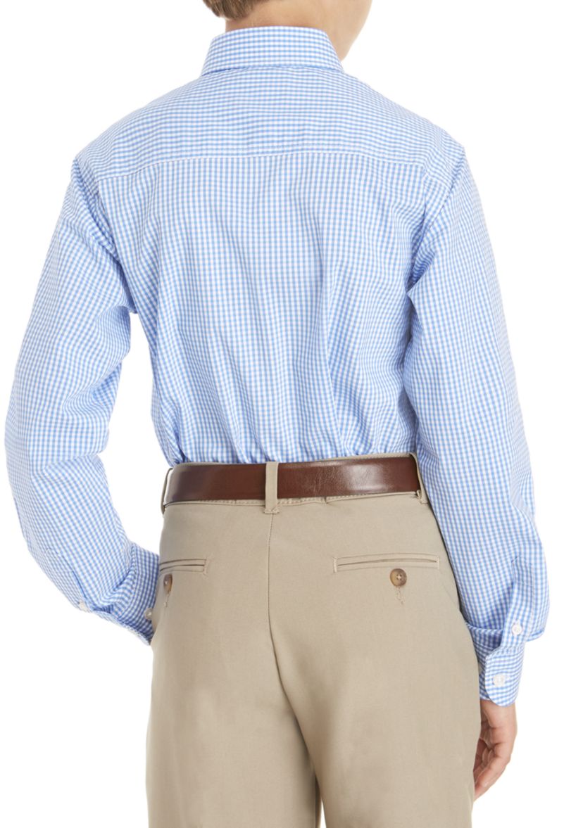 Boys 8-20 2-Piece Gingham Button Down Shirt and Tie Set