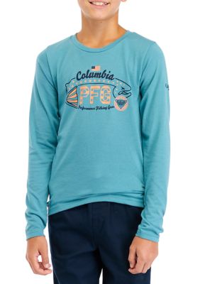  Columbia Kids & Baby Big Boys PFG Printed Logo Graphic Tee,  Vivid Blue Triangle, X-Large: Clothing, Shoes & Jewelry