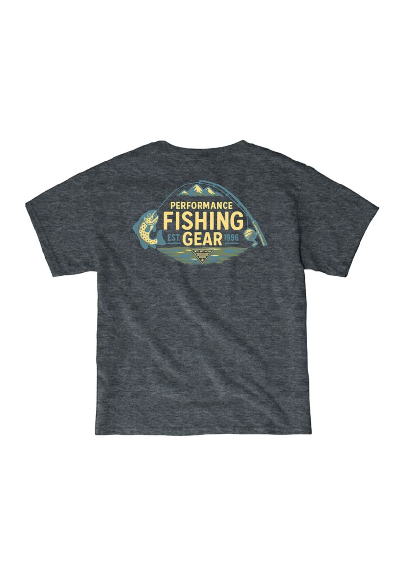 Columbia Maglietta Bambino PFG Graphic Tee – Leggera Con Logo Stampato, Tecnologia Omni-Wick E Omni-Shade, Colore S
