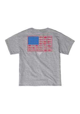 Columbia Boys 8-20 Fish Flag PFG Graphic T-Shirt, Grey, Medium