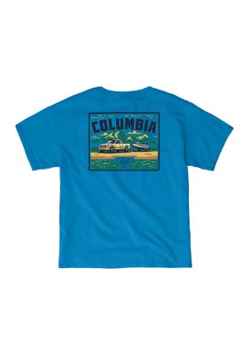 Columbia Boys 8-20 Fish Flag PFG Graphic T-Shirt, Blue, XL