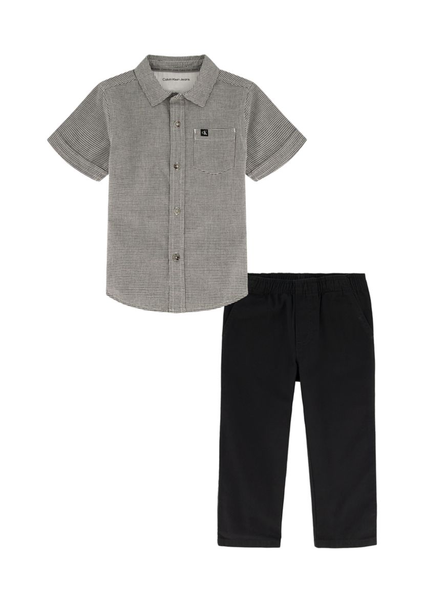 Boys 4-7 Woven Short Sleeve Shirt and Pants Set 