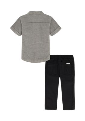 Calvin Klein Boys' 3-piece Sweater Set With Matching Button-down Shirt and  Pants, Deep Black, 3T : : Clothing, Shoes & Accessories