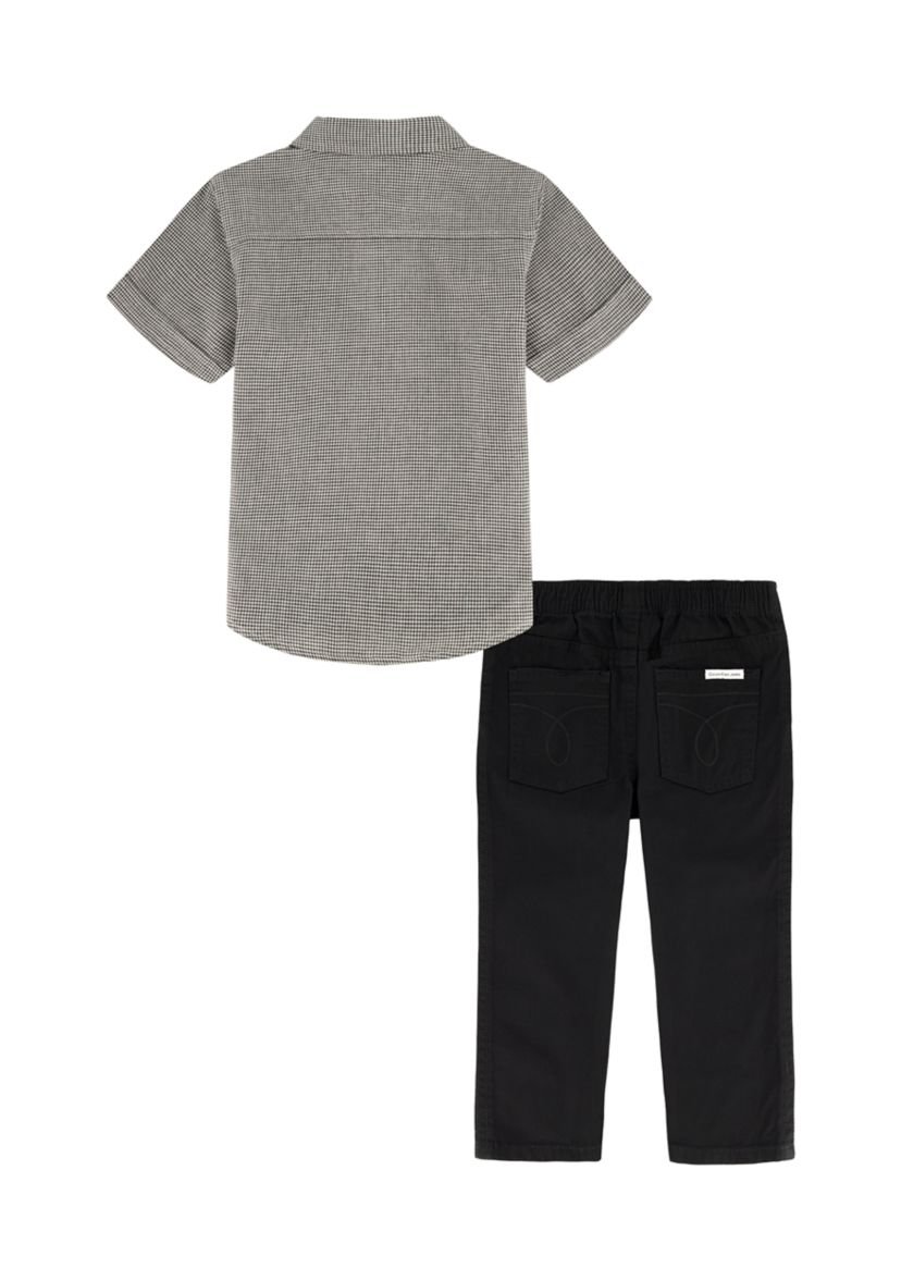 Boys 4-7 Woven Short Sleeve Shirt and Pants Set 