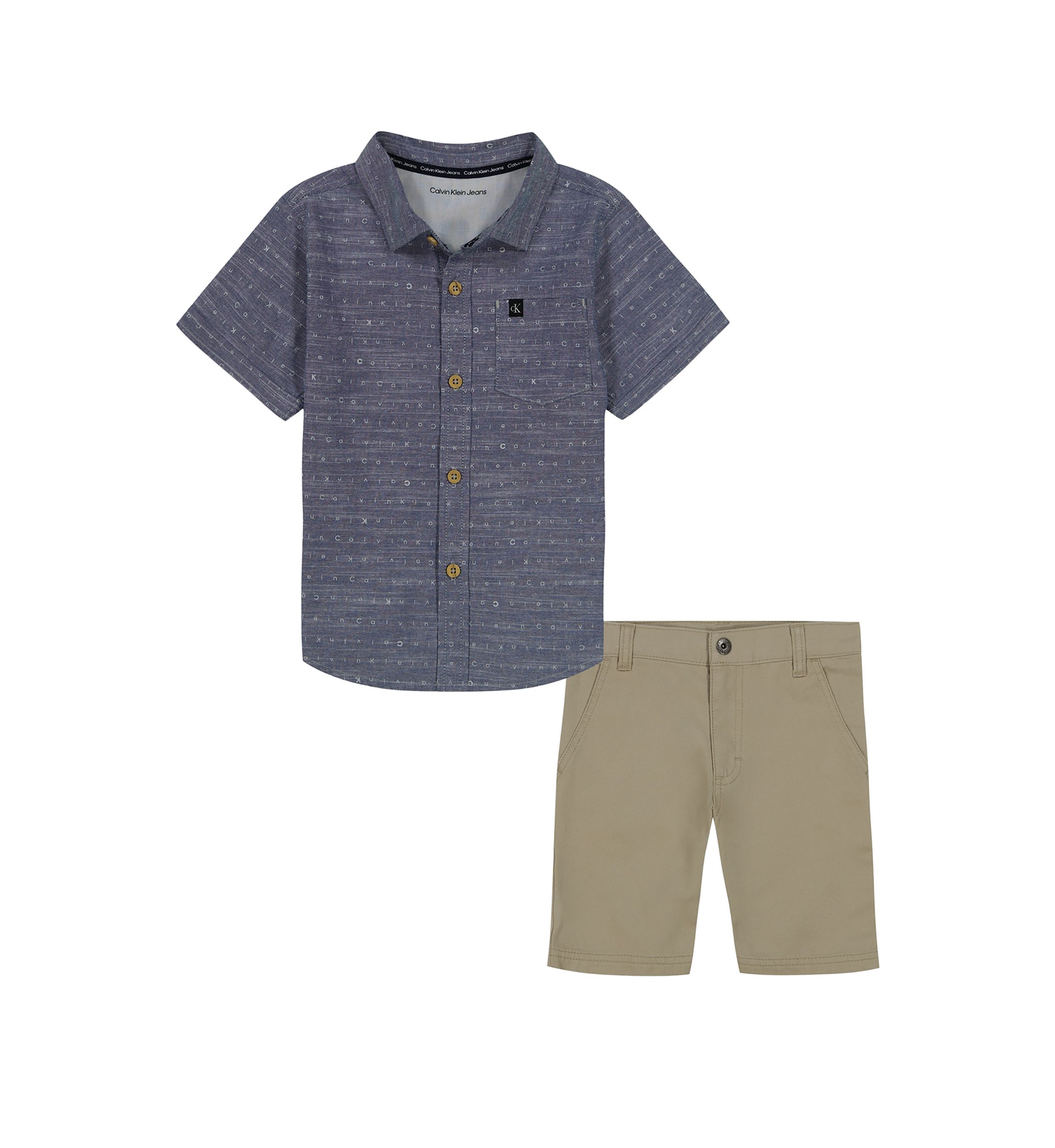 Boys 4-7 Printed Shirt and Woven Shorts Set