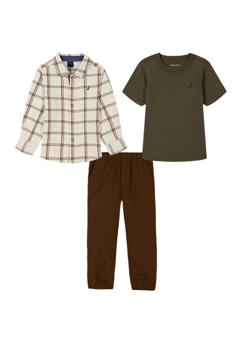 Boys 4-7 Flannel Shirt and Woven Pants Set