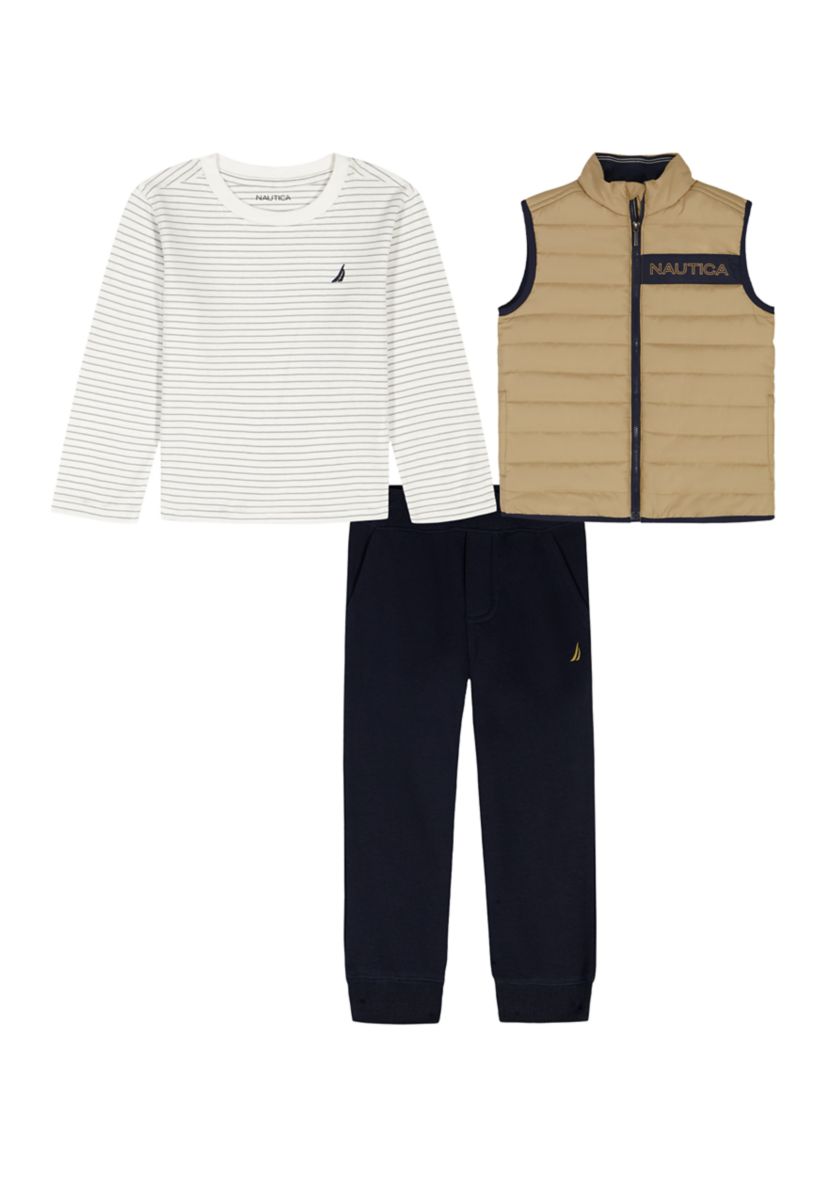 Boys 4-7 T-Shirt and Vest with Twill Jogger Set
