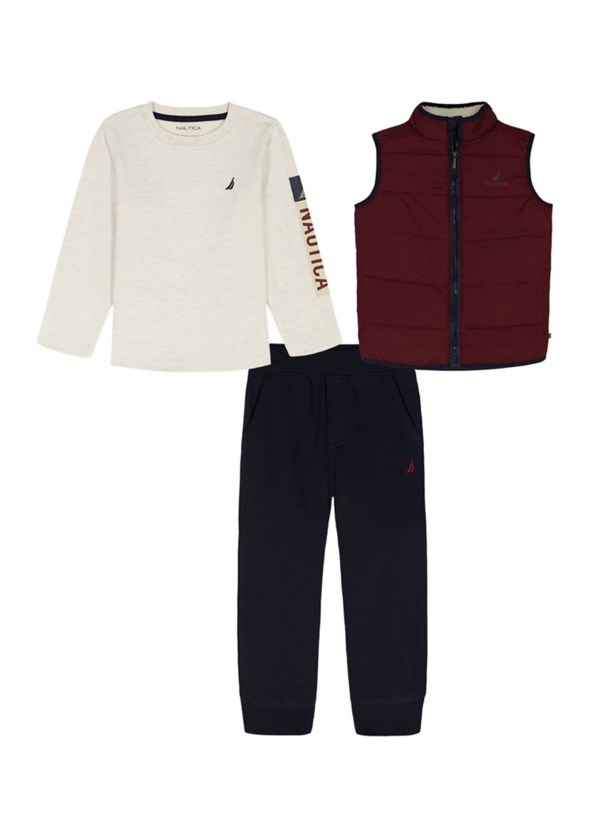 Boys 4-7 3-Piece Vest Set with Twill Joggers