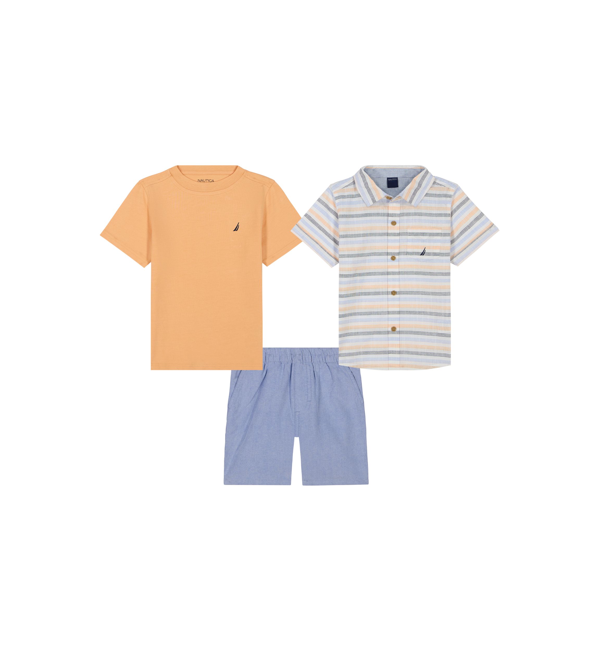Boys 4-7 Three Piece Woven Shirt and Shorts Set
